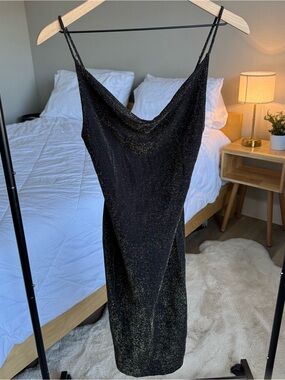 Rails Black Glitter Cowl Midi Dress